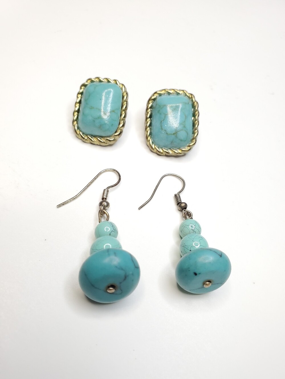 Vtg. Bundle Faux Turquoise/Hyalite Earrings